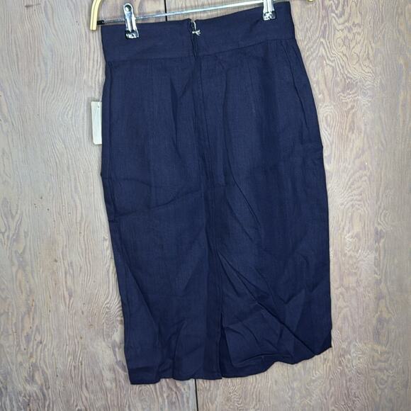 Vintage NWT Umberto Ginocchietti Women's Navy Blue Midi Skirt - Picture 2 of 7